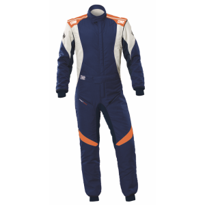 OMP - Racing Suit FIRST-EVO - Navy Blue-Fluo Orange