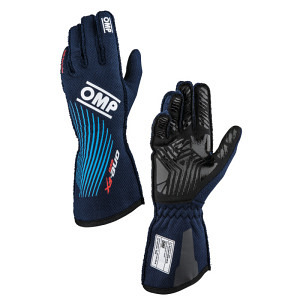 OMP Racing Gloves ONE EVO FX - Navy Blue-Cyan